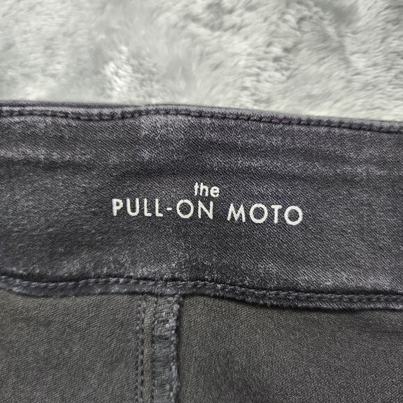 Liverpool Jeans Womens 18W Black Pull On Moto Front Back Seam Zip Hem Jegging - Picture 7 of 16